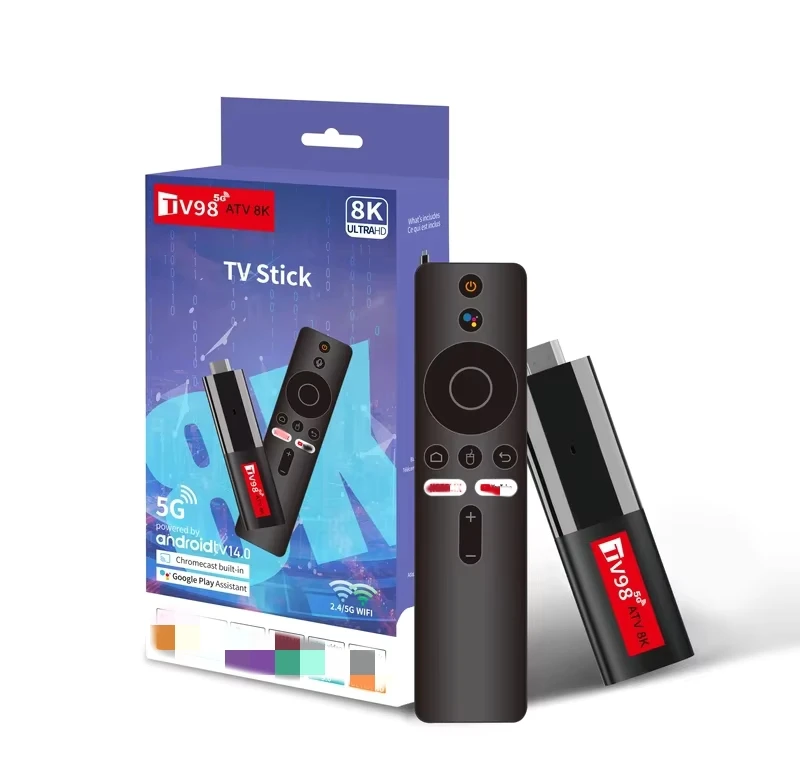 TV98 ATV Mini TV Stick Android 14 H618 2.4G 5G Wifi Support OTA 8K