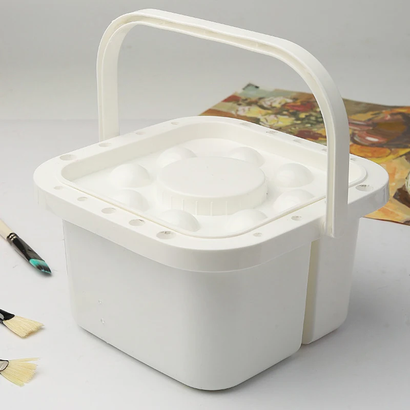 Paint Brush Washing Bucket With Lid 3-in-1 Paint Brush Holder/Color Palette Holder Plastic Washer