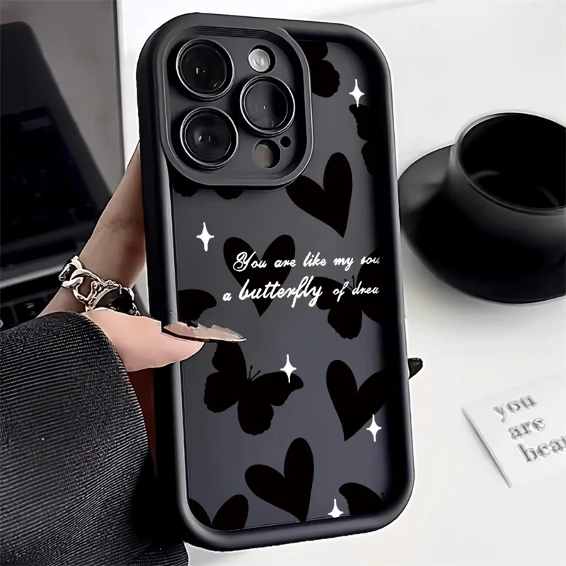 Black Butterfly Shockproof Silicone Phone Case - Stylish Soft Cover