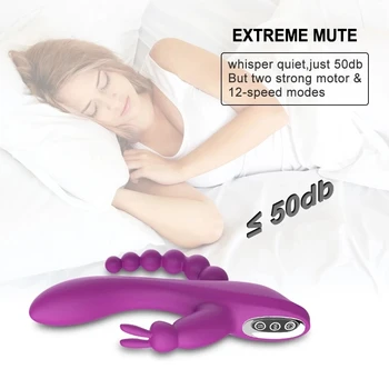 3 In 1 Dildo Rabbit Vibrators For Woman Clitoris Massage Anal Beads Sex Toys For Adults Vibrating Butt Plug Female Masturbator 3 In 1 Dildo Rabbit Vibrators For Woman Clitoris Massage Anal Beads Sex Toys For Adults