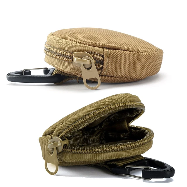 Topwoner Small Round Coin Purse Tactical Pouch, Upgraded EDC Pouches Military Gear with Hook,Coin Purse Keychain Headset Case Wallet, Adult Unisex