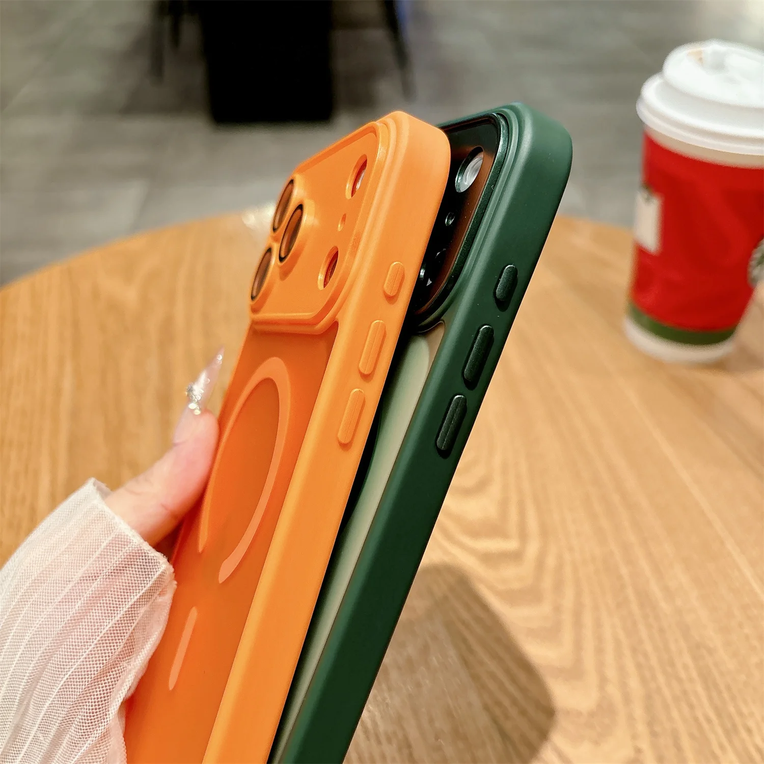 Magnetic Wireless Charging Phone Case with Lanyard and Matte Translucent Lens Protection