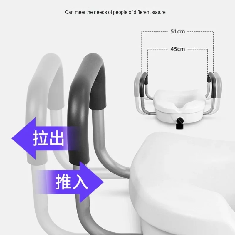 Elderly Toilet Booster Toilet Raised Seat Cushion, Disability Products Toilet Seat Assist with Stand Up Device with Armrest 2