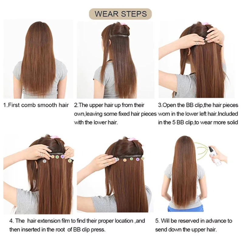 Synthetic 5Clip in Hair Curly Extension 18 Inch Curly Black Mix Blue Highlights Thick Hairpieces Fiber Hair for Women