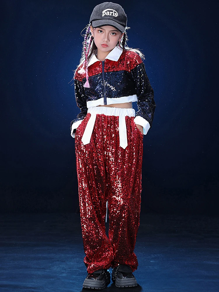 red sequin crop top dance