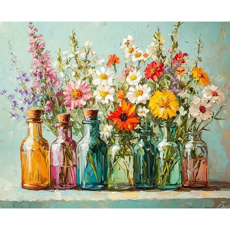 RUOPOTY Acrylic Painting By Numbers Kit Garden Courtyard Diy Coloring By Numbers Landscape For Adult Home Decor Gift
