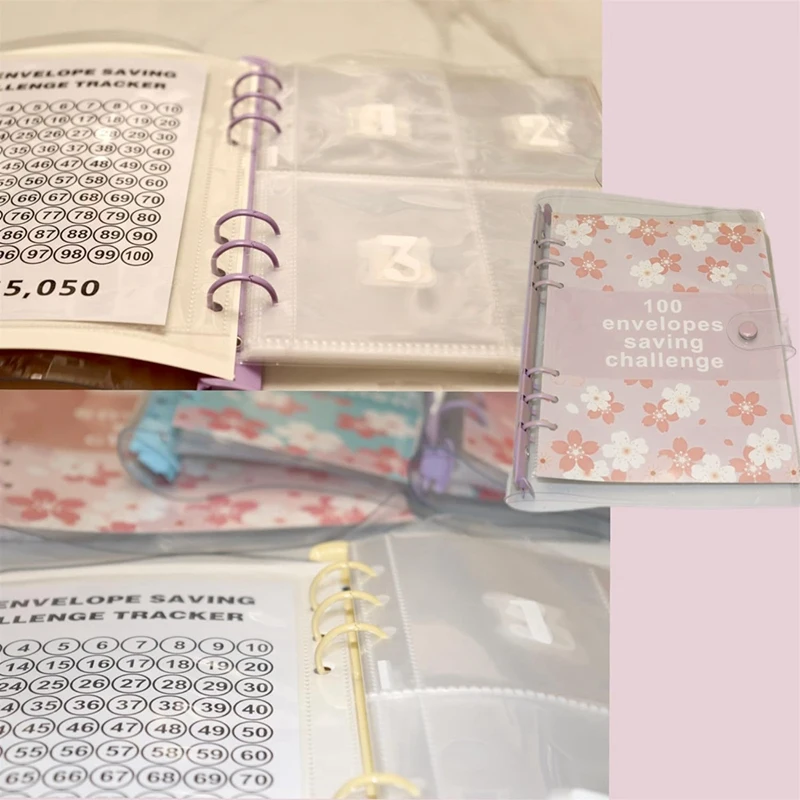 Enveloppe Challenge Binder, Fun Way to Save, Économies de 100 scripts, Budget Binder with Cash Enveloppes, Durable, 5,050