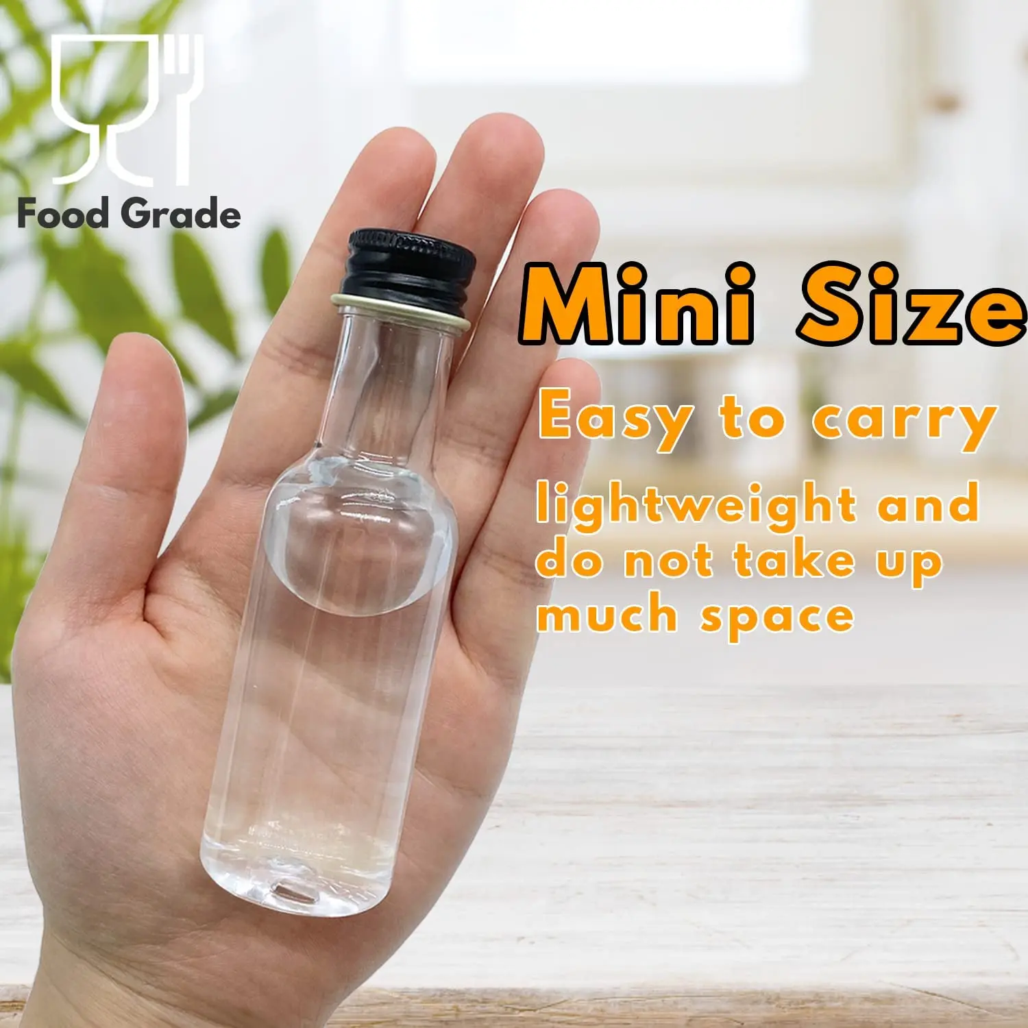 16/48/72Pcs 50ml Mini Liquor Bottles Reusable Plastic Empty Spirit Bottle Liquid Funnel Labels Pens for Vodka Champagne Whiskey