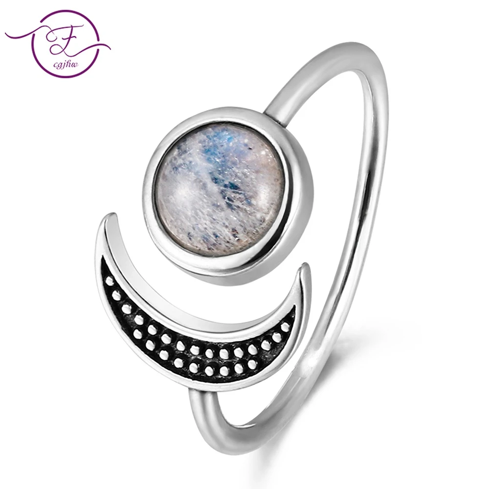 Praktisk Forgænger Efterår Original Design Moon Shape Adjustable Open Ring Natural Moonstone Female  Top Fashion Silver Jewelry Wedding Ring Wholesale - Rings - AliExpress