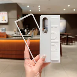 Luxury Ultrathin Matte Silicone Wristband Transparent Shockproof Folding HardCover Case for Galaxy  Z Fold 5 (White)