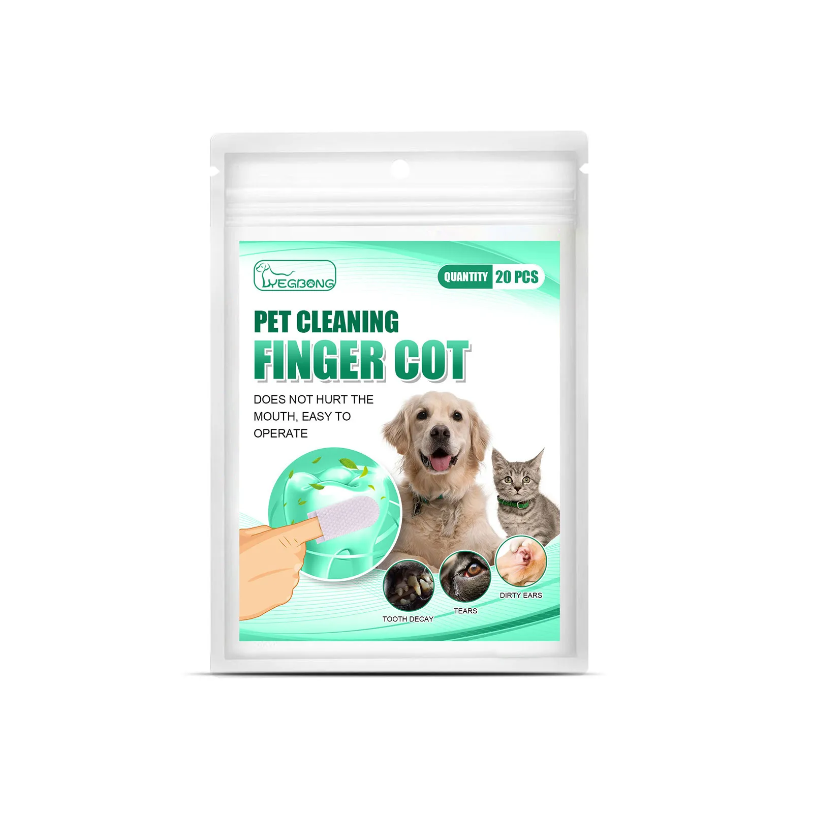 Teeth Cleaning Finger Wipes Disposable Wet Towels Cleaning Teeth Ear Eyes Wipes Pads Tear Stain for Dog Cat Grooming Supplies Pet Cleaning Wipes
