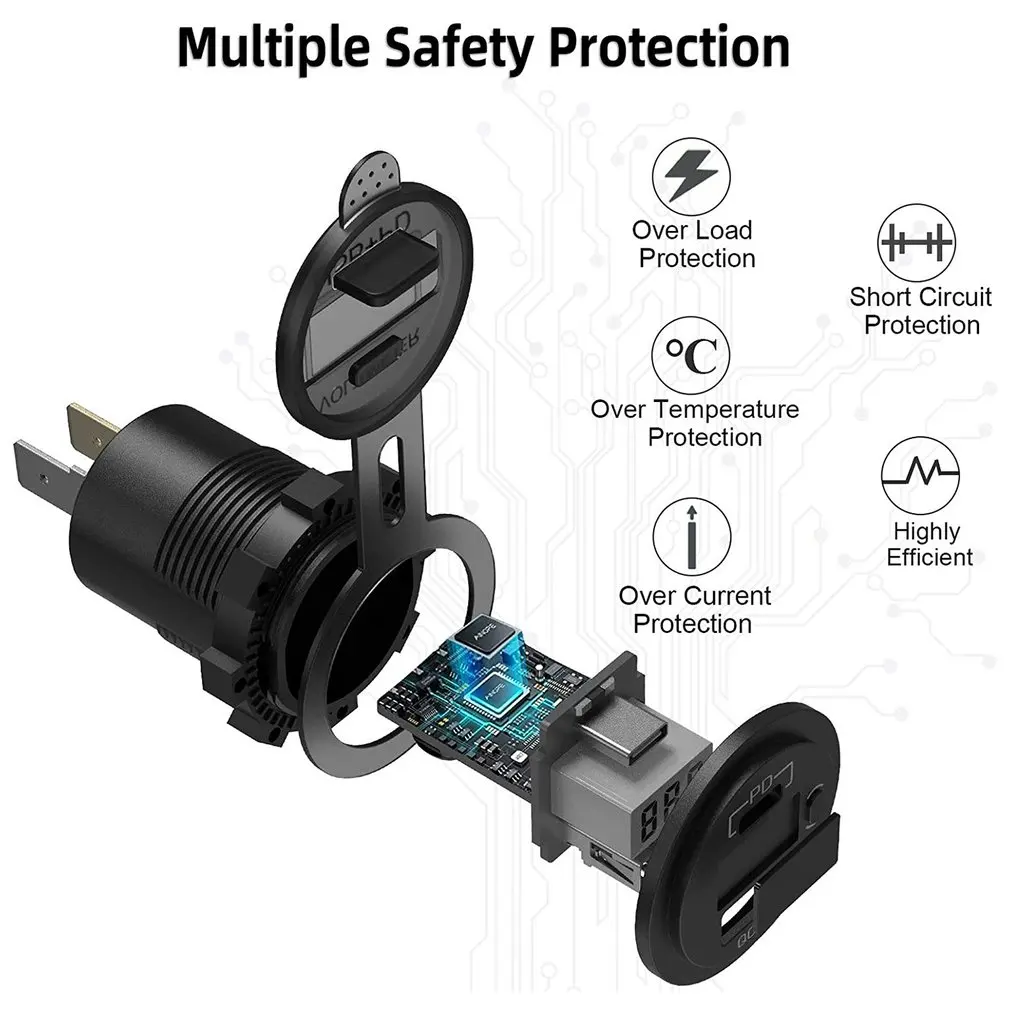 ġ   ܼƮ   USB , 60W PD Ÿ C/QC 3.0, 12V 24V ڵ Ʈ Ʈ RV 
