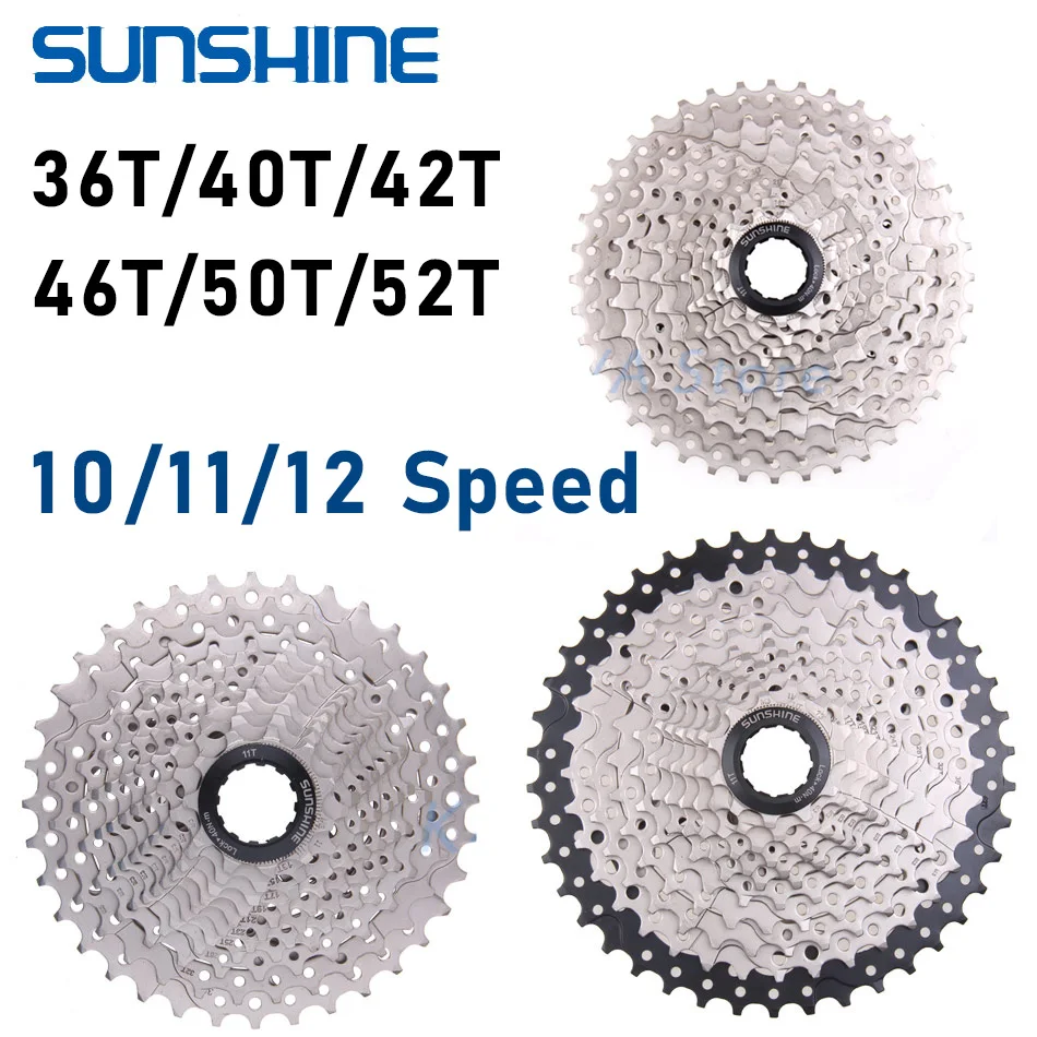

SUNSHINE-SZ Mountain Bike Cassette 10 11 12 Speed MTB K7 40T 42T 46T 50T 52T Bicycle Freewheel for Shimano M4100 M5100 M6100
