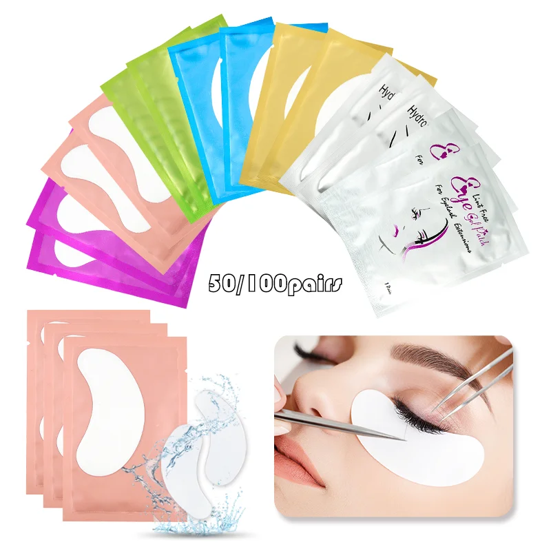 50 pares/lotes remendos de olho extensão de cílios sob almofadas de olho maquiagem remendos de cílios ponta adesivos almofadas para maquiagem de extensão de cílios maquiagem suprimentos pads em gel para cilios extensao