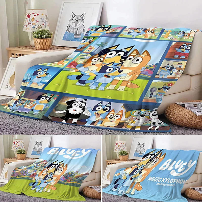 Bluey Cartoon Anime Flanell Decke bluey Familie Decke werfen nach Hause Sofa Mittagspause Decken Kinder Student Decken Nickerchen Geschenke