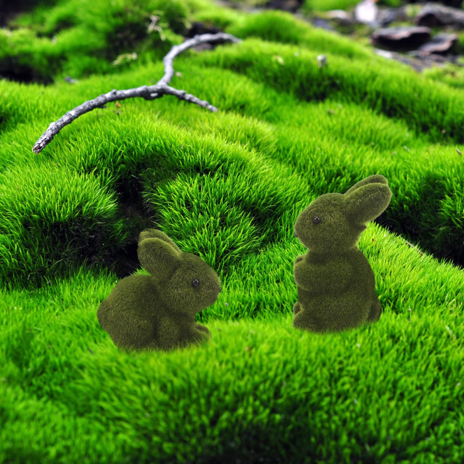 

2pcs Rabbit Sculpture Decor Realistic Bunny Decor Indoor Rabbit Model Decor