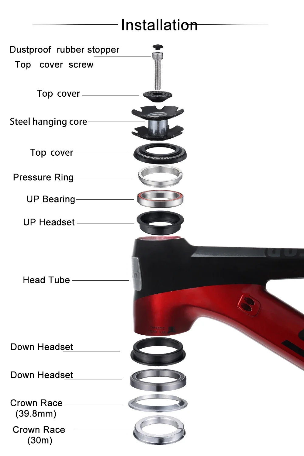 MTB Bicycle Headset CNC 1-1/8" 34MM Sealed Bearing 44MM Semi-integrated Headsets For 28.6mm Threadless Straight Tube Fork bicycle headset