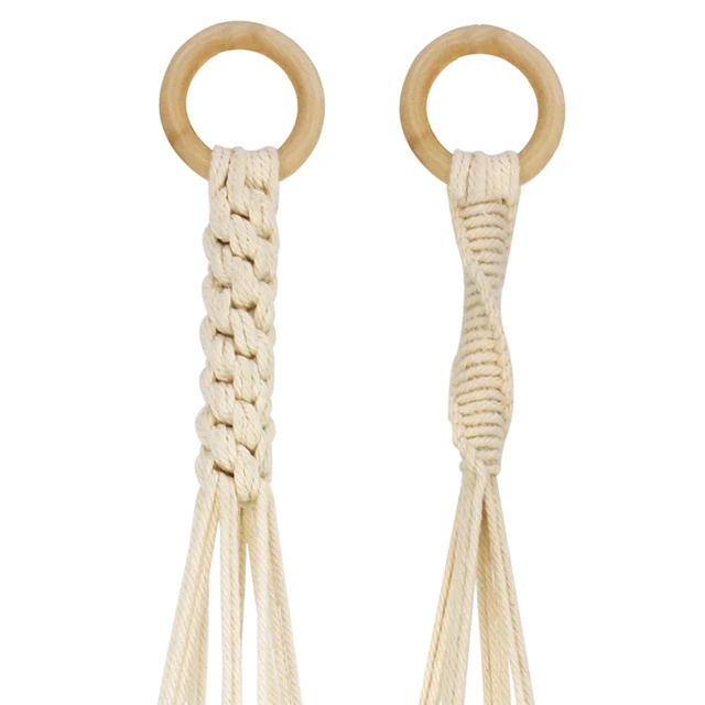 Makrame Függő Kosár Kézzel Szőtt Virágcserép -Vintage Növényi Polcok Pamut Kötél Fedett Fogas Kerti Dekoráció - Image 4