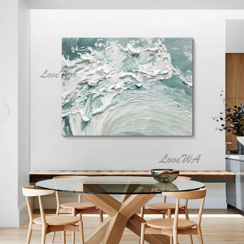 

Sea Wave Painting Acrylic Wall Decor Abstract Palette Knife Canvas Arts Without Framed Natural Scenery Modern Picture Artwork