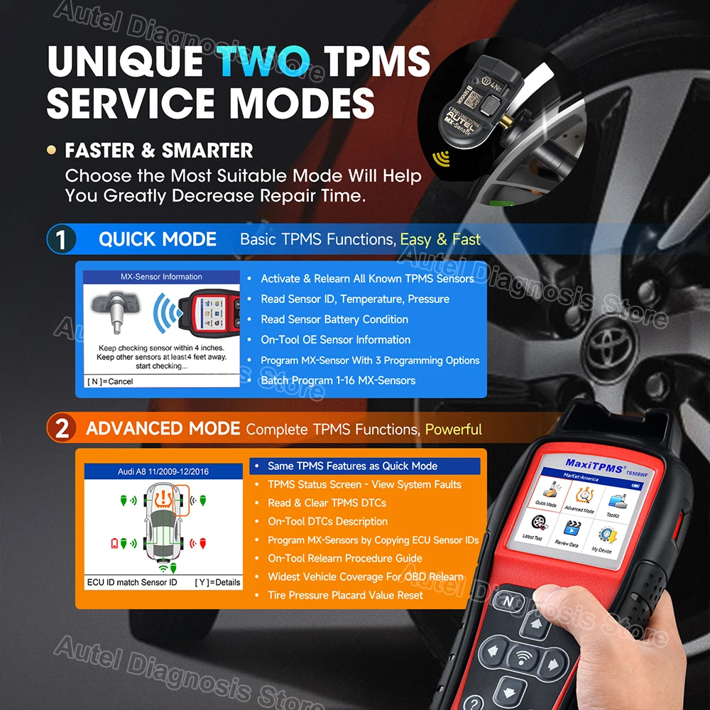 Tire Pressure Monitor Car Diagnostic Tool Autel MaxiTPMS TS508WF TPMS Code Reader