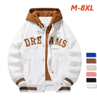 High Quality Baseball Uniform Jacket New Men's Autumn New Trendy Brand All-match Student Hooded Jacket Plus Size Coats Male 8XL 1