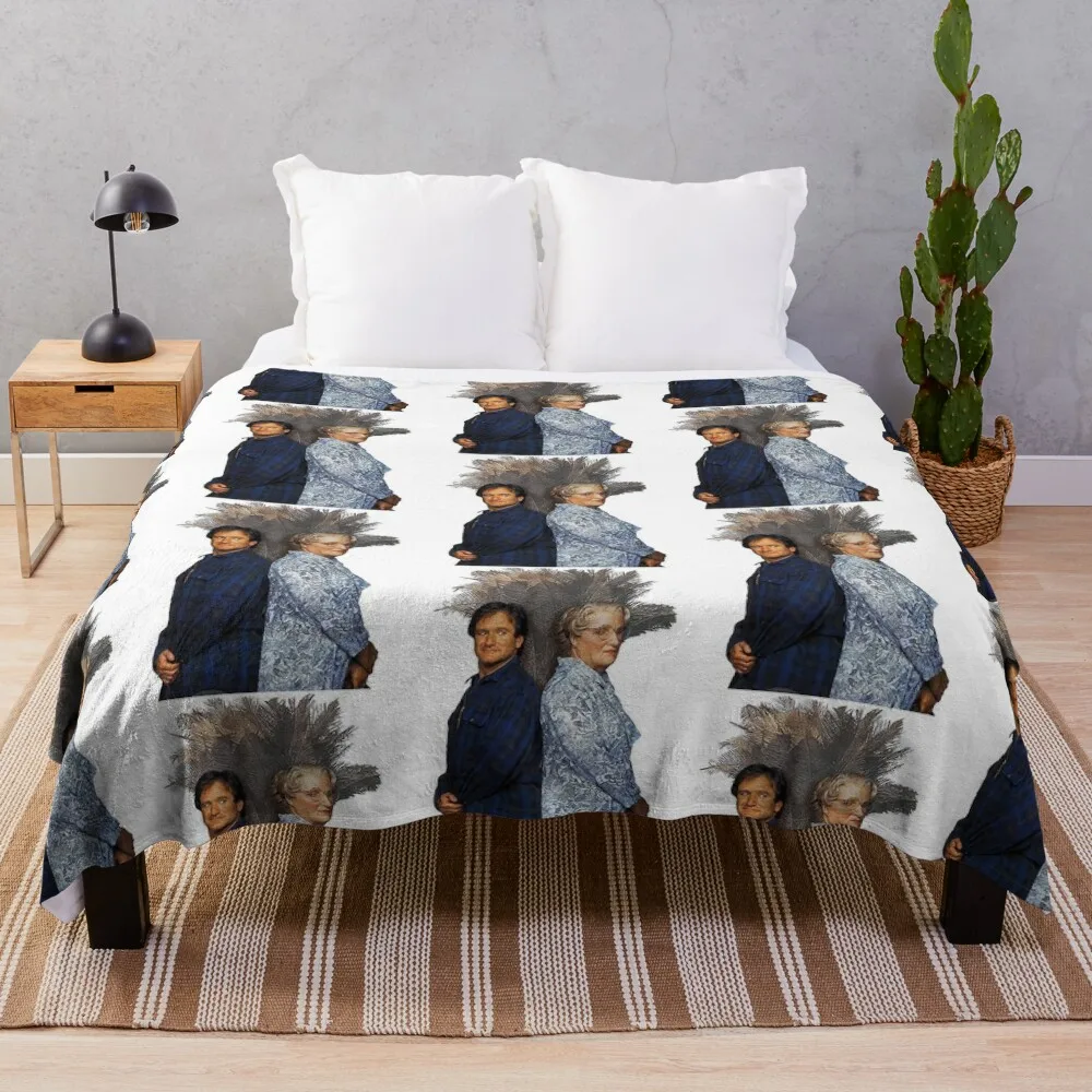 

Robin Williams Mrs Doubtfire Funny Poster Men_s Basic Short Sleeve T-Shirt Throw Blanket heavy to sleep Single Furrys Blankets