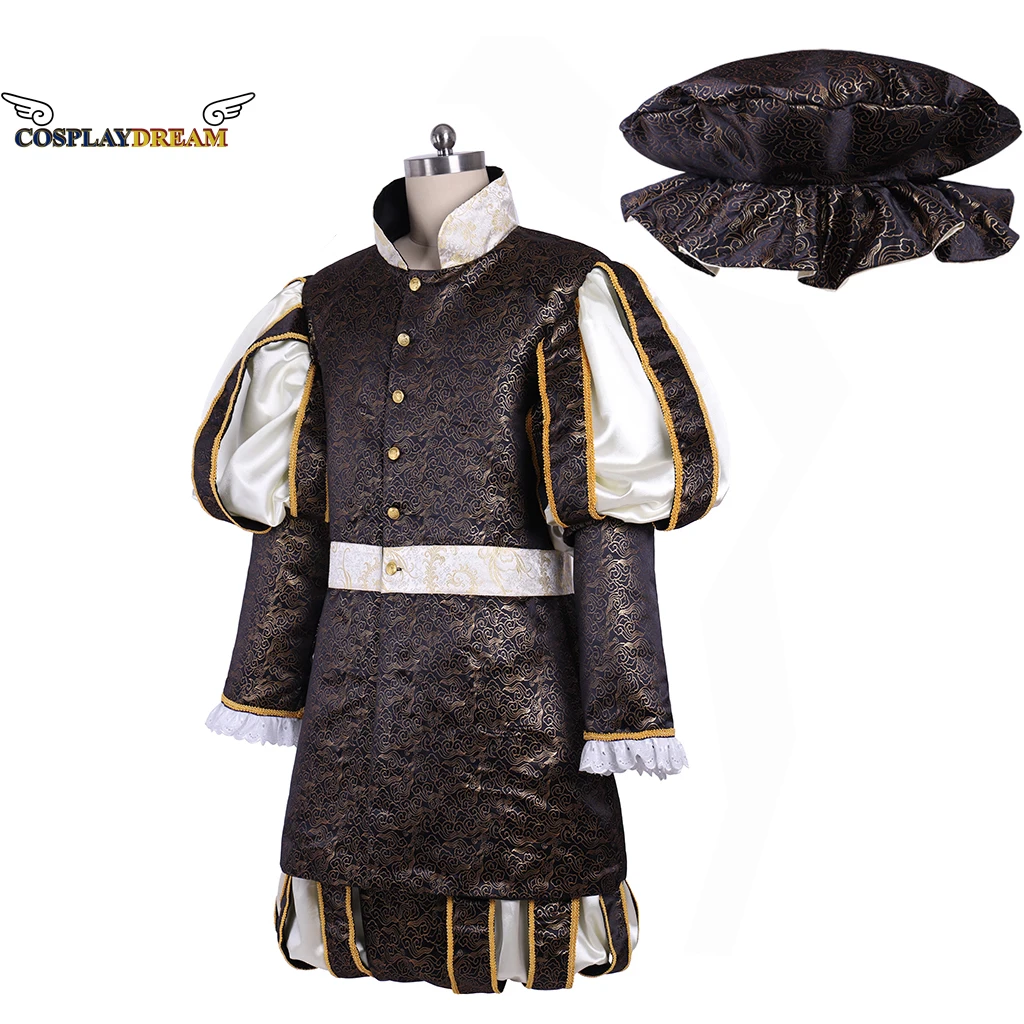Costume Da Uomo Medievale Tudor Elisabettiano Adulto Regina Tudor Kings Costume Cosplay Top Pantaloni Cappello Vestito Da Uomo Tudor Outfit