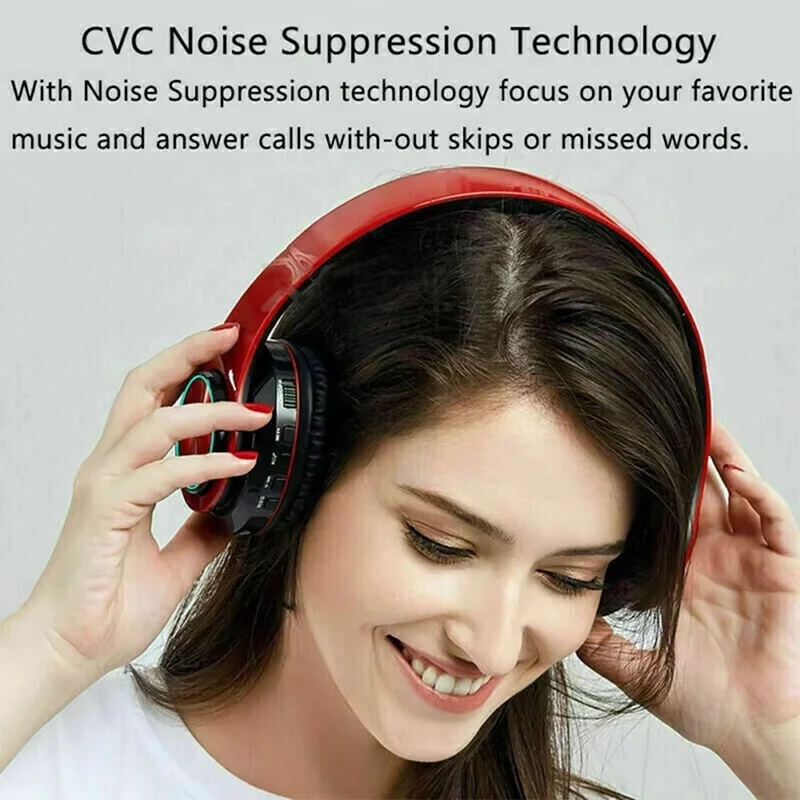 Wireless Bluetooth Headphones With Mic Noise Cancelling