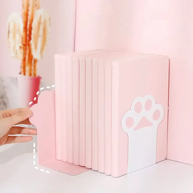 2pcs 크리 에이 티브 고양이 발 북 엔드 Kawaii Anti-skid Book Organizer 데스크탑 도서 지원 한국어 편지지 학교 사무용품