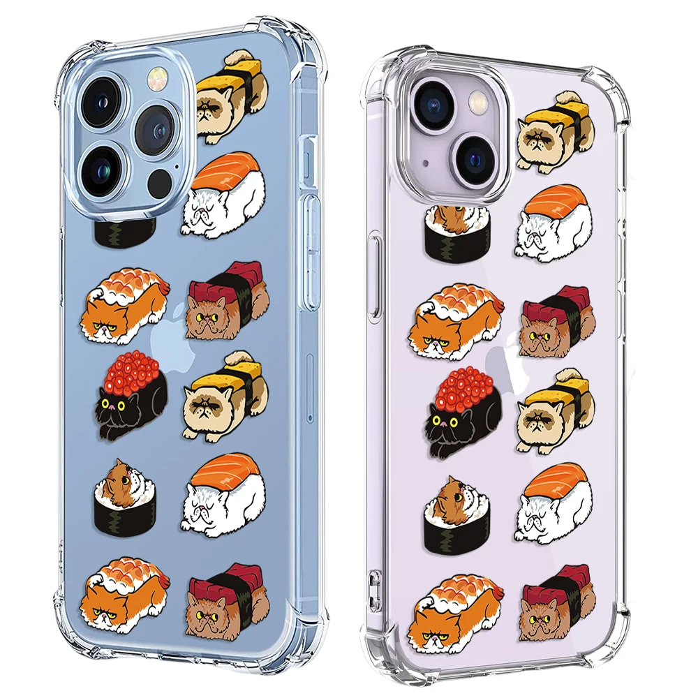 Creative Sushi Cat Phone Case For iPhone 15 14 13 12 11 Pro