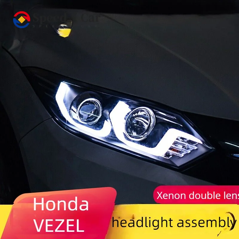 

Suitable For Honda Vezel Headlight Assembly Modified Led Light Guide Angel Eye Daily Running Light Lens Xenon Lamp Assembly