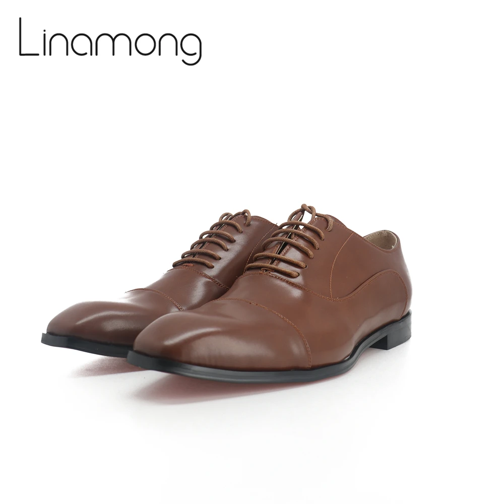 

Brown Lace Up Oxford Pointed Toe Business Casual Shoes Genuine Leather Luxury Shoes for Men Elegant Dress Shoes for Wedding Sale