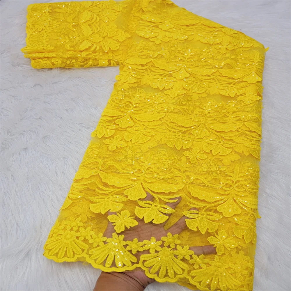 

SJ Lace African Lace Fabric 2022 High Quality Sequins Lace French Nigerian Net Lace Tulle Mesh Fabrics For Wedding Sewing h10-45