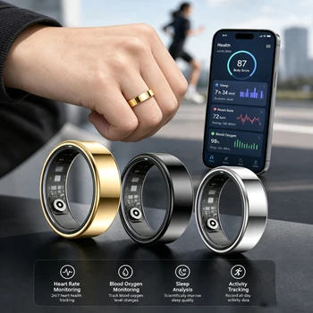Nuovo Anello Smart 2026 con Monitoraggio Frequenza Cardiaca, Pressione Sanguigna, Sonno e Movimento, Impermeabile IP68, per Uomini e Donne, Regalo per le Feste