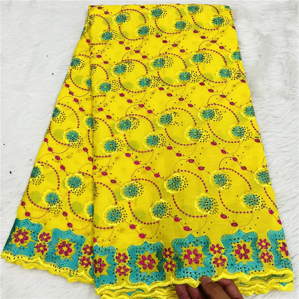 

Full Stones Lace Fabrics for Sewing Dry Material 2023 Embroidered Soft Cotton Dubai Swiss Voile Lace In Switzerland CT1341