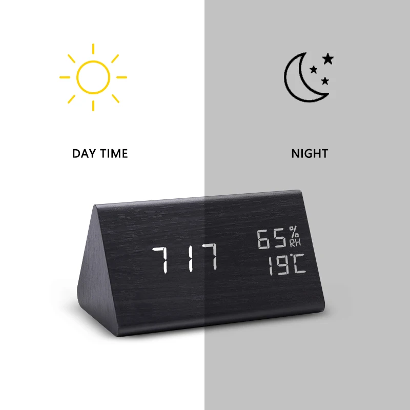 Wooden LED Clock Desktop Multifunction Coze Anywhere