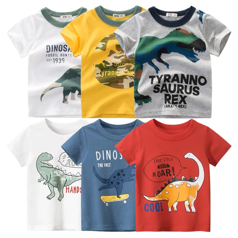 T-shirt Uni à Manches Courtes Pour Enfants Et Tout-petits - Imprimé Dessin Animé - Haut Pour