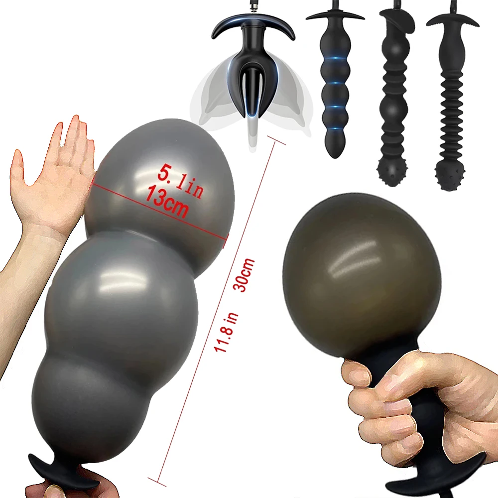 BDSM Gonfiabile Spina Anale Enorme Pompa Dildo Espansione Diametro 13 Centimetri Espandibile Grande Butt Plug Massaggio Della Prostata Ass Dilatatore Giocattoli Del Sesso - immagine 2
