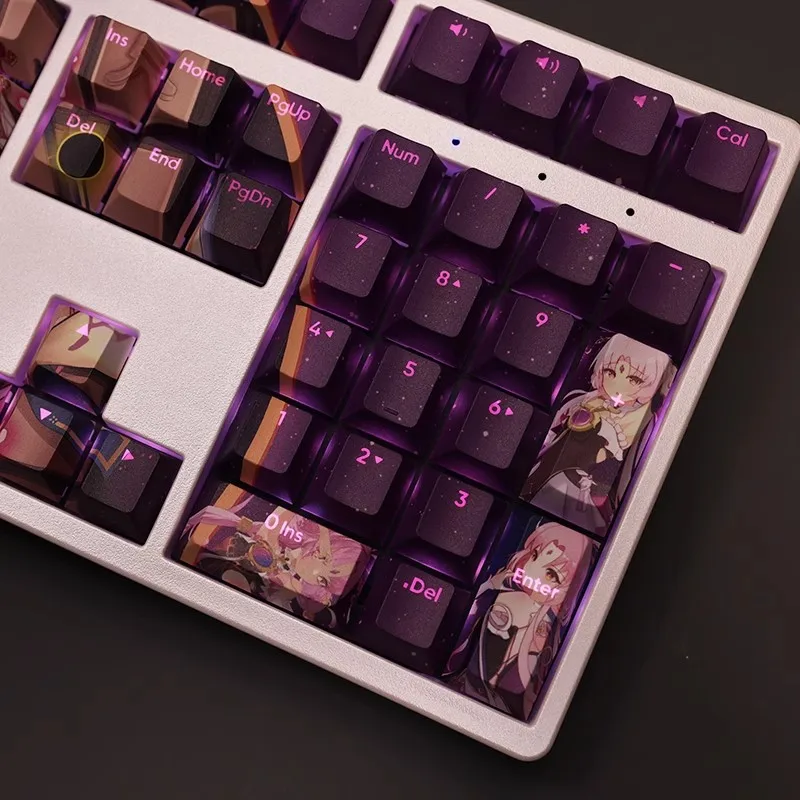Honkai Star Rail fu Xuan Keycap Tintura Pbt Subbed Keycaps Retroiluminados Anime Game Key Caps 61 87 104 108 Layout Perfil de Cereja Conjunto - Imagem 6