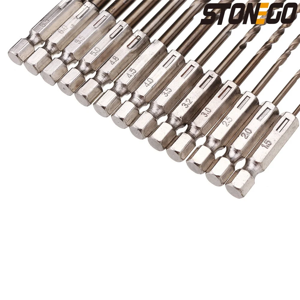 STONEGO 13 pz 1.5-6.5mm M35 cobalto punta da trapano HSS-Co Twist Drill Bit Set 1/4 pollici codolo esagonale