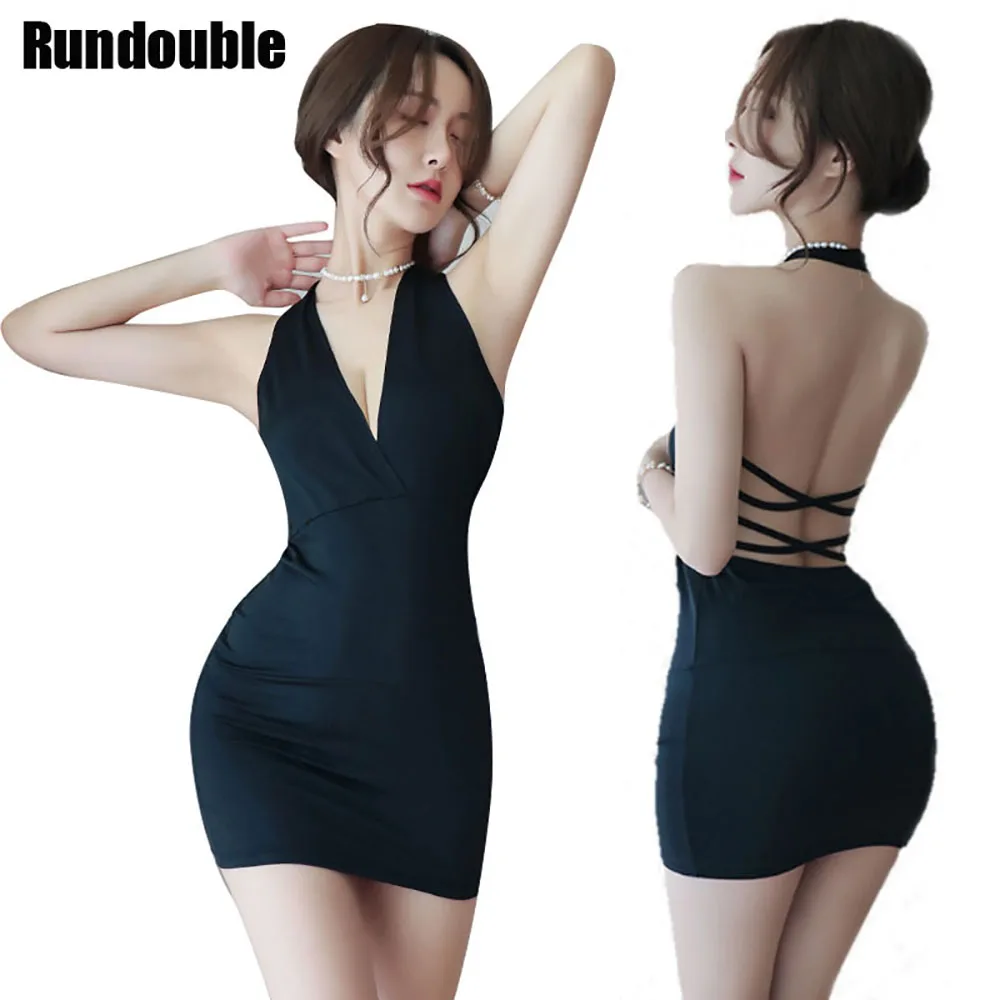 

Hot Ladies Sexy Secretary Uniform Lingerie for Women Temptation Outfit Deep V Nightclub Erotic Costume Set Backless Nightdress