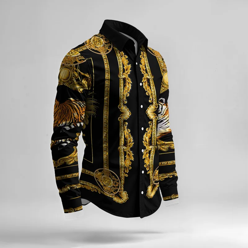 2025 Spring Summer Men Shirt Set Brand Print Fashion Printing Two Piece Set Mens Light Luxury Lightweight Party Long Sleeves_voghion.com