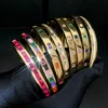 Geometric Rectangle Iced Out Bling Cubic Zirconia Colorful CZ Band Bangle for Women Gold Color Fashion Bracelet Jewelry 2
