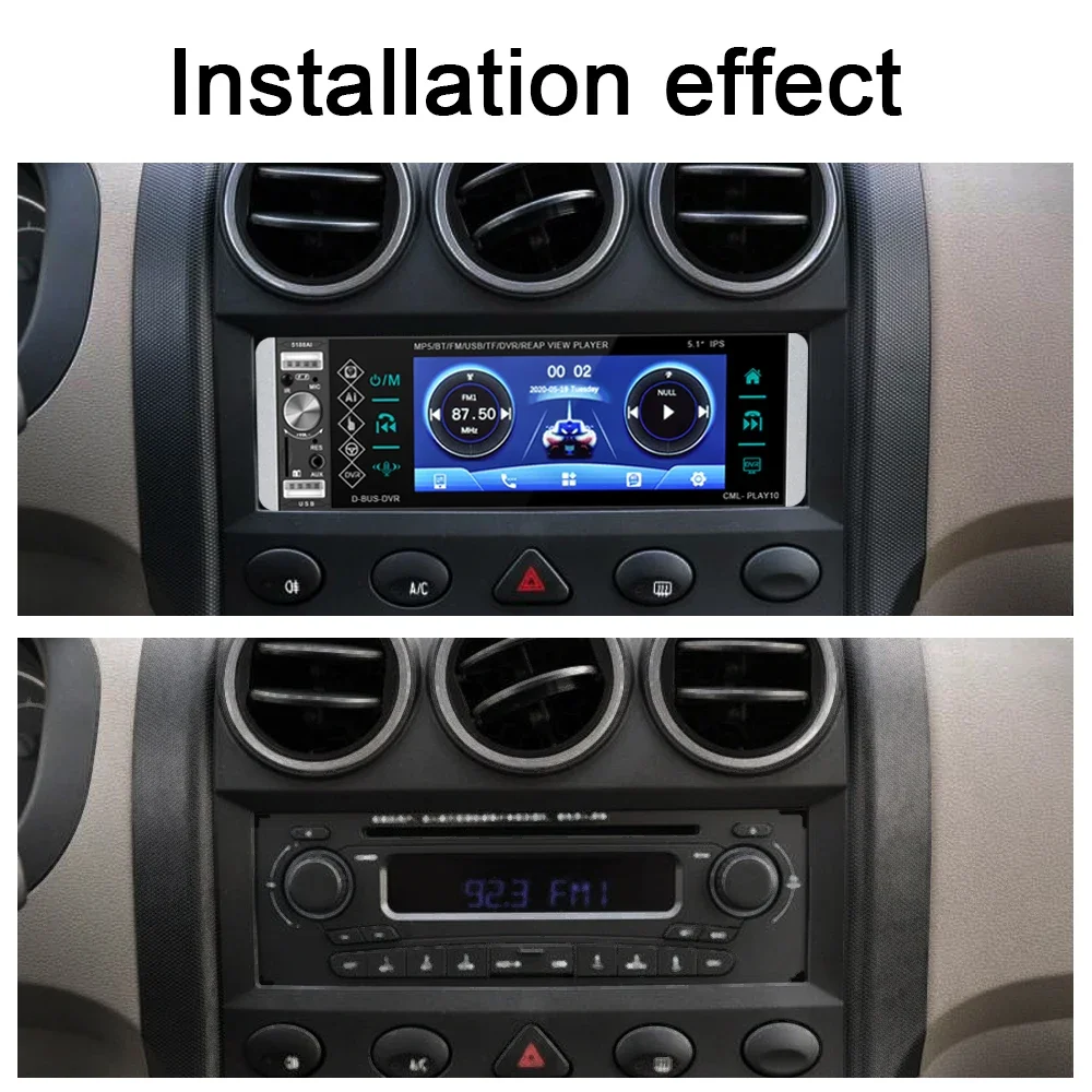 

DYAK Carplay MP5 Player 1Din Car Radio Bluetooth Autoradio Stereo Receiver 4-USB 5.1 Inches Support Android 10 Mirror Link