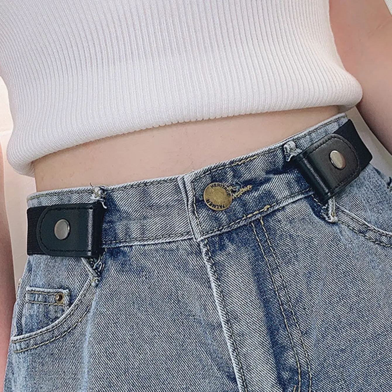 Simple And Fashionable Men'S Belt Elastic Lazy Man'S Belt Women'S Belt Neutral And Seamless Jeans Belt Adjustable Length