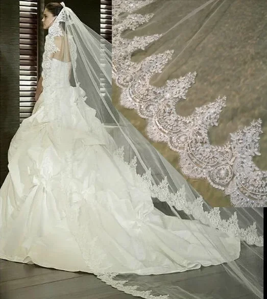 Bridal Veil 3/5 Meter Long Lace Edge with Comb Wedding Accessories
