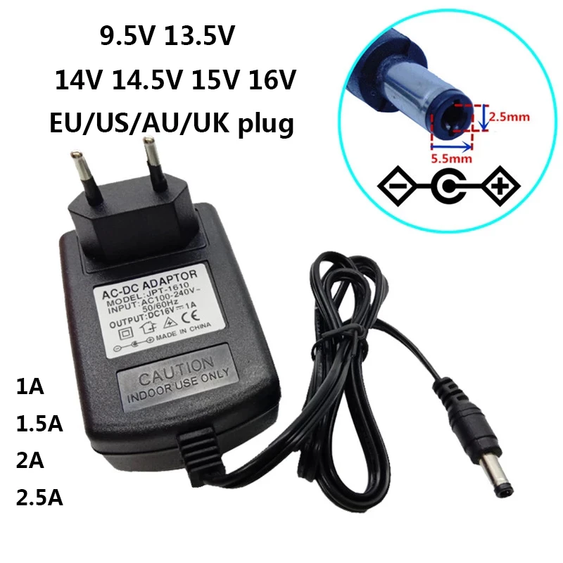 de corriente AC Universal DC 9,5 V, 13,5 V, 14V, 14,5 V, 15V, 16 V, 16 voltios, 5,5mm x 2,5mm, 5,5x2,1mm, convertidor de pared|16v power adapter|eu to au plugadapter charger - AliExpress