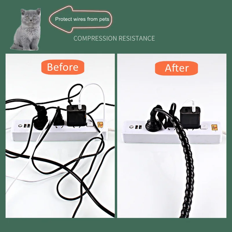 1/2/5M 와인딩 튜브 8/10/12/16/20mm 와이어 정리 케이블 보호 슬리브 튜브 보호 슬리브 나선형 랩 와인딩 보호기