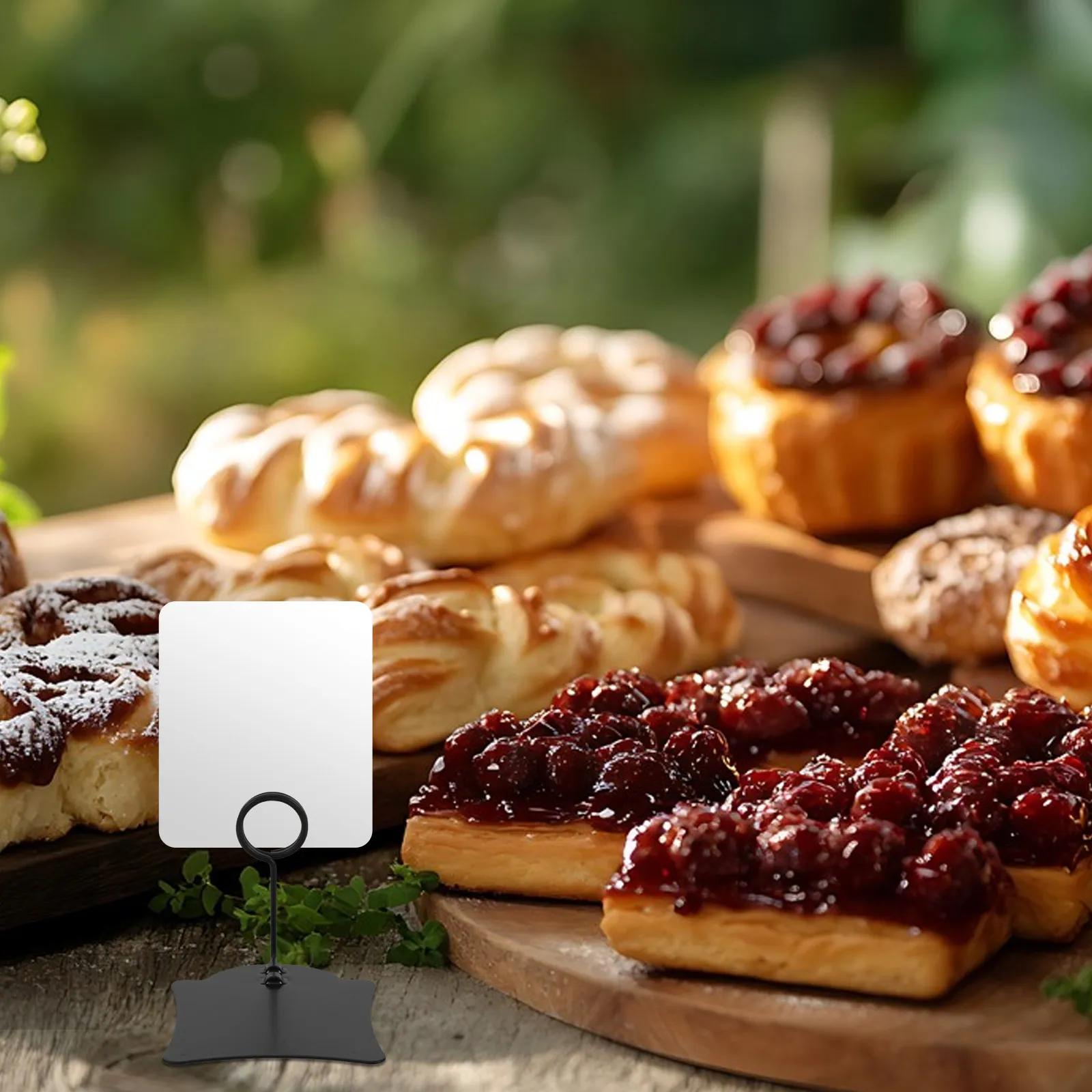 베이커리 케이크 디저트 스탠드업 클립용 수직 가격표 홀더 블랙 메탈, 음식 이름표 메모 클립 사진 홀더 디스플레이