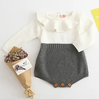 2025 Spring Newborn Knit Clothes Kids Romper Baby Girl Long Sleeve Knitting Romper Girls Patchwork Jumpsuit Clothes AutumnOutfit